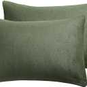 JELLYMONI 2 Pack Green Velvet Pillowcases King Size - Ultra Soft Flannel Pillow Covers with Envelope Closure (Pillows are not Included)