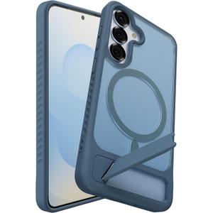 Magnetic for Samsung Galaxy S24 Plus Case / S25 Plus Case with Kickstand, Compatible with Mag-Safe, Slim Shockproof Grippy Translucent Matte Phone Cover, Built in Invisible Stand, Navy Blue