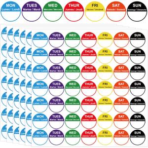 7 Days of The Week Labels 1 Inch Color Coding Food Rotation Labels - Self Adhesive Mon, Tue, Wed, Thurs, Fri, Sat Sun Day Label 700 Pcs