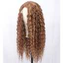 Limerence Brown Highlight Curly Wig for Women 26Inch Long Curly Synthetic Middle Part Wig Natural Looking Hair Replacement Curly Wigs for Daily Party Use