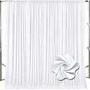 10Ft x 7Ft White Backdrop Curtains for Parties, Polyester Fabric Backdrop Drapes with Rod Pockets for Weddings, Birthday, Halloween, Photography, Christmas Party Background Curtain, 2 Panels