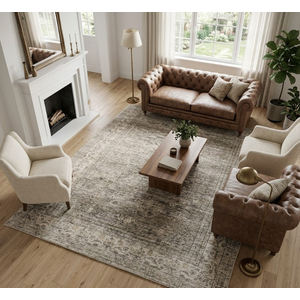 Abstract Area Rugs for Living Room 6x9 Washable Non Slip Low Pile Gray Rugs for Bedroom Dining Room Foldable Thin Beige Gray