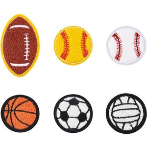 FINGERINSPIRE 12PCS 6 Styles Chenille Ball Embroidery Patches Iron on Patches Sport Ball Applique Patches Baseball Basketball Volleyball Football Rugby Patterns Patches for DIY Crafts Jackets Clothes
