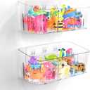 Lysam Bath Toy Storage 2 Packs, Large Bath Toy Holder with 3 Compartment, Quick Dry Bathtub Toy Organizer, Bath Tub Toy Net, Shower Toy Basket & Bin, Bathroom Accessories for Baby,Toddler,KidsClear