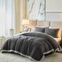 Luxury Flannel Fleece Sherpa Blankets Queen Size for Bed, Jacquard Boho 3-Layer Thick and Warm Blanket for Winter, Soft Cozy Fuzzy Plush Velvet Blanket with 2 Pillow Cases, Grey, 88x88 Inches