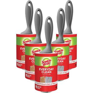 Scotch-Brite Lint Roller Value Pack, Works Great On Pet Hair, 5 Rollers, 95 Sheets Per Roller, 475 Sheets Total