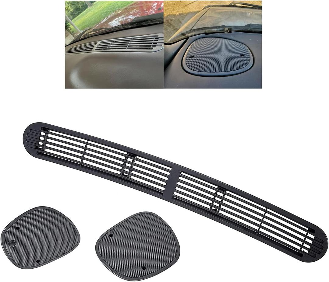 ECOTRIC Dash Defrost Vent Cover& Speaker Grill Set Compatible with 1998-2005 Chevy Chevrolet S10 GMC Jimmy Sonoma Oldsmobile Bravada Blazer (2 Packages)
