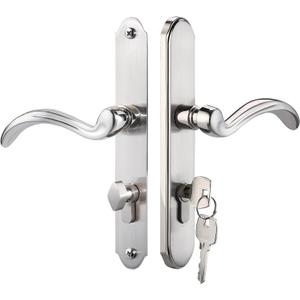 Storm Door Handle Accessory Set fit Pella Storm Door Handle Replacement Part, with Key and Lock Cylinder, Mortise Lock Not Included (Brushed Nickel)