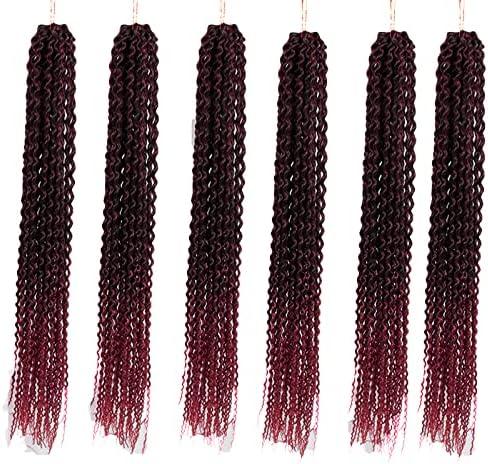 Haolocs 6 Packs 22 Inch New Passion Twist Crochet Hair Braids Ombre Burgundy Long Curly Open Senegal Twist Crochet Braiding Hairstyles For Black Women 20 Strands/Pack (1B/BUG)