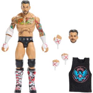 Mattel WWE Elite Collection Top Picks Action Figures & Accessories Set, 6-inch Collectible CM Punk with Swappable Hands & Ring Gear