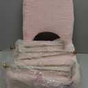 Small Vanity Stool Chair with Storage and Folding Back, 13.4" x 15" x 30" Square Faux Fur Soft Ottoman, 4 Metal Legs with Anti-Slip Feet, Furry Padded Seat for Makeup, Bedroom, Pink