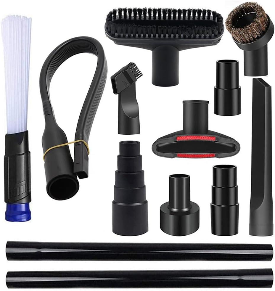 13 PCS Universal Vacuum Attachments for Shop Vac Accessories - 2 1/2" to 1 1/4" Vacuum Hose Adapter, 1 7/8" to 1" Adapter for Shop Vac, 1 1/4" Household Cleaning Vacuum Brush Attachment Kit