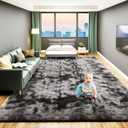 Large 8x10 Rugs for Living Room, Luxury Fluffy Shag Fuzzy Plush Soft Modern Area Rugs, Big Thick Soft Nursery Rug, Anti-Skid Fluffy Indoor Carpets for Kids Room Home Decor, Tie-Dyed Dark Grey