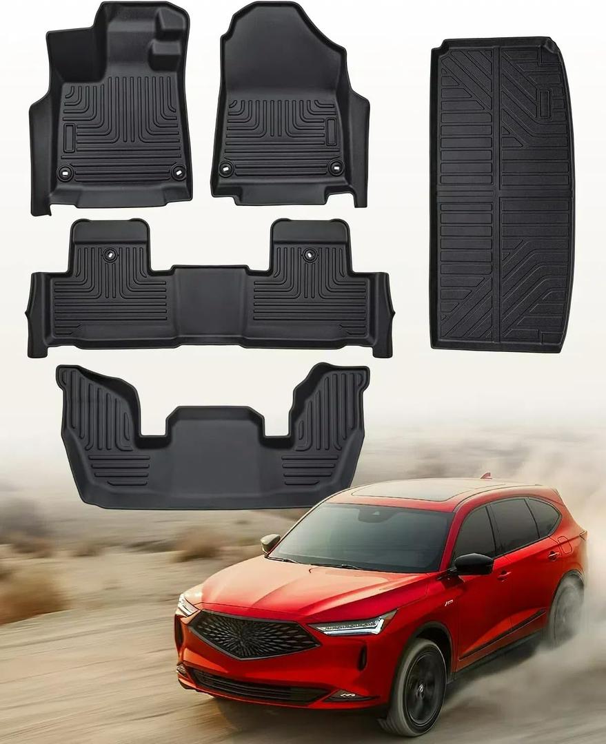 Drcarnow for Acura MDX Floor Mats 2025 2024 2023 2022, Custom Fit 7 Seat 3 Rows Cargo Liner,All Weather Waterproof Car Mats Full Set for MDX Aspec 2022-2025 AccessoriesExcl. for MDX Type S Adv