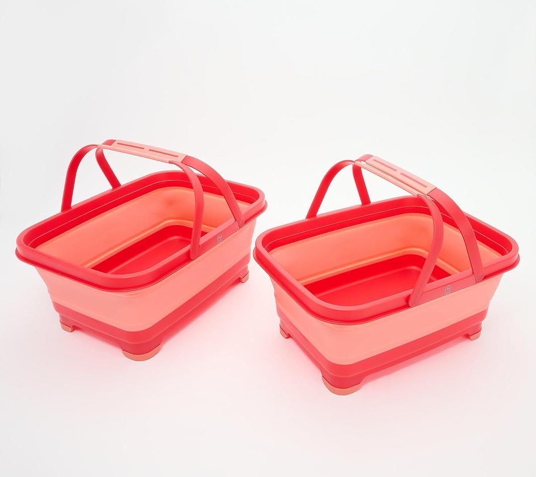 Set of 2 Collapsible Draining Baskets Model K85648 - Open Box (Red)