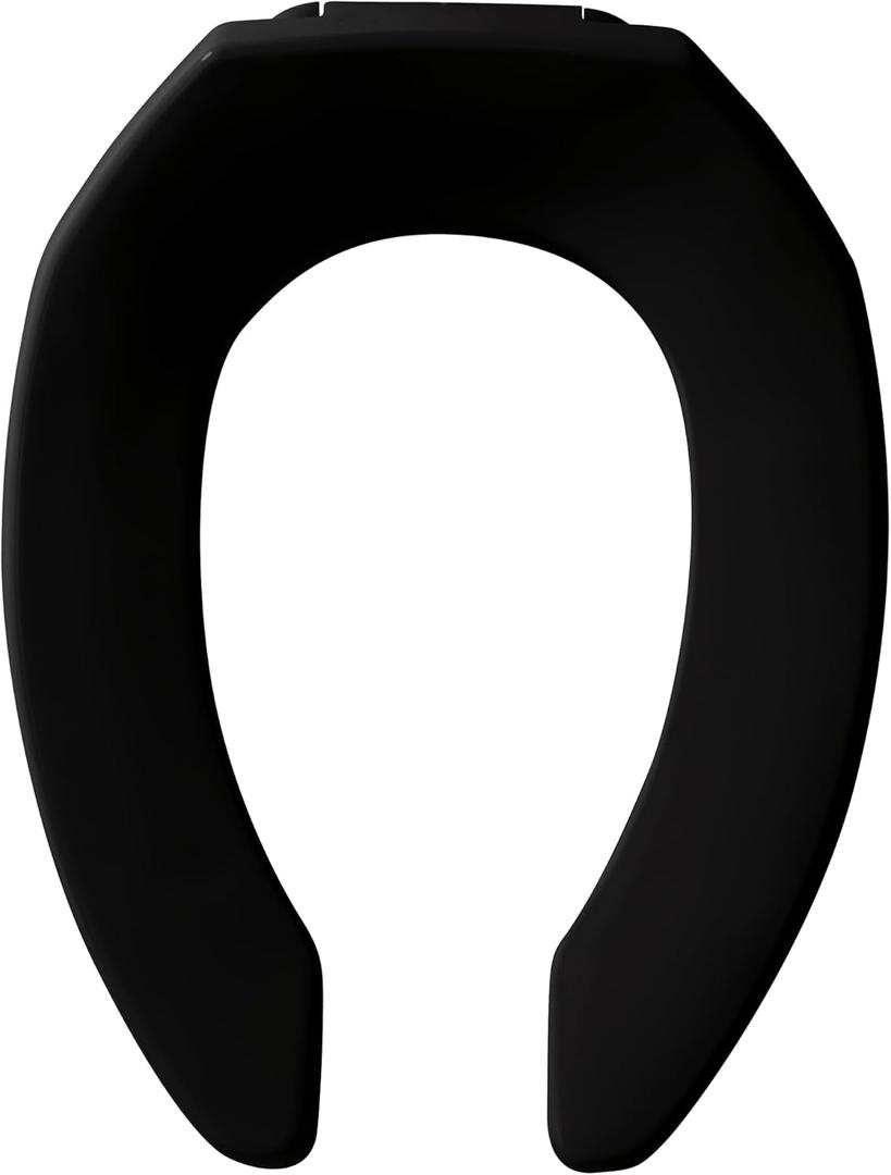 CHURCH 295CT Commercial Open Front Plastic Toilet Seat, Heavy Duty Industrial Seat without Lid, Secure Installation for Long Lasting Use, Made in USA, Elongated, Black