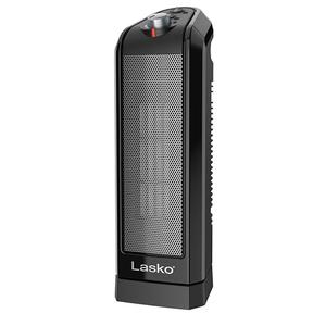 Lasko Oscillating Ceramic Tower Space Heater for Home with Overheat Protection, Adjustable Thermostat, and 2 Speeds, 15.7 Inches, Black, 1500W, CT16450