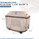 HAMLER Grill Cover 64 Inch, Heavy Duty Waterproof BBQ Covers, Gas Grill Covers Fits Weber Spirit, Weber Genesis, Char-Broil,Nexgrill, Brinkmann, Brown & Beige