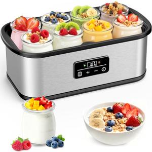 Yogurt Maker with Adjustable Temperature & Time Control, Probiotic Yogurt Maker Machine with 8 Glass Jars, Automatic Shut-Off for Homemade Probiotic Yogurt, Promoting Gut Health48OZ