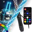 True Mods 2pc 4ft Spiral RGB LED Whip Light for UTV ATV [RF Wireless Remote] Flag Waterproof LED Lighted Whip CB Antenna Pole Stick for RZR Can-Am Polaris SxS 4x4 Quad Dune Buggy 4 Wheeler Accessories