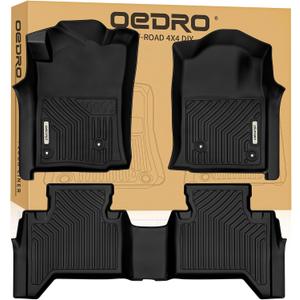 OEDRO Floor Mats Fit for Toyota Tacoma Double Cab 2005-2015, TPE All Weather Custom Fit Tacoma Car Mats, Front & 2nd Seat 2 Row Floor Liner Set, Black