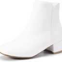 PANDANINJIA Girls Ankle Boots Side Zipper Toddler Little Big Kid Girls Dress Boots, White, Size 4