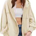 Women Oversized Hoodie Cardigan Jacket Casual Open Front Raglan Sleeve Sweatshirt 2026 Outfits with Pockets (M)
