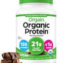 Orgain Organic Vegan Protein Powder, Creamy Chocolate Fudge - 21g Plant Protein, 6g Prebiotic Fiber, Low Net Carb, No Lactose Ingredients, No Added Sugar, Non-GMO, For Shakes & Smoothies, 2.03 lb (EXP 08/19/26)
