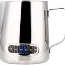 Stainless Steel Milk Frothing Pitcher, 20oz/600ml - Cappuccino Latte Art Steaming Pitcher with Ergonomic Handle and Thermometer