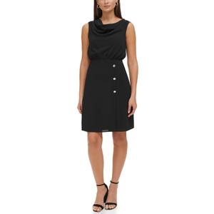 Kensie Women's Sleeveless Cowl Neck Sheath Dress (4, Black)