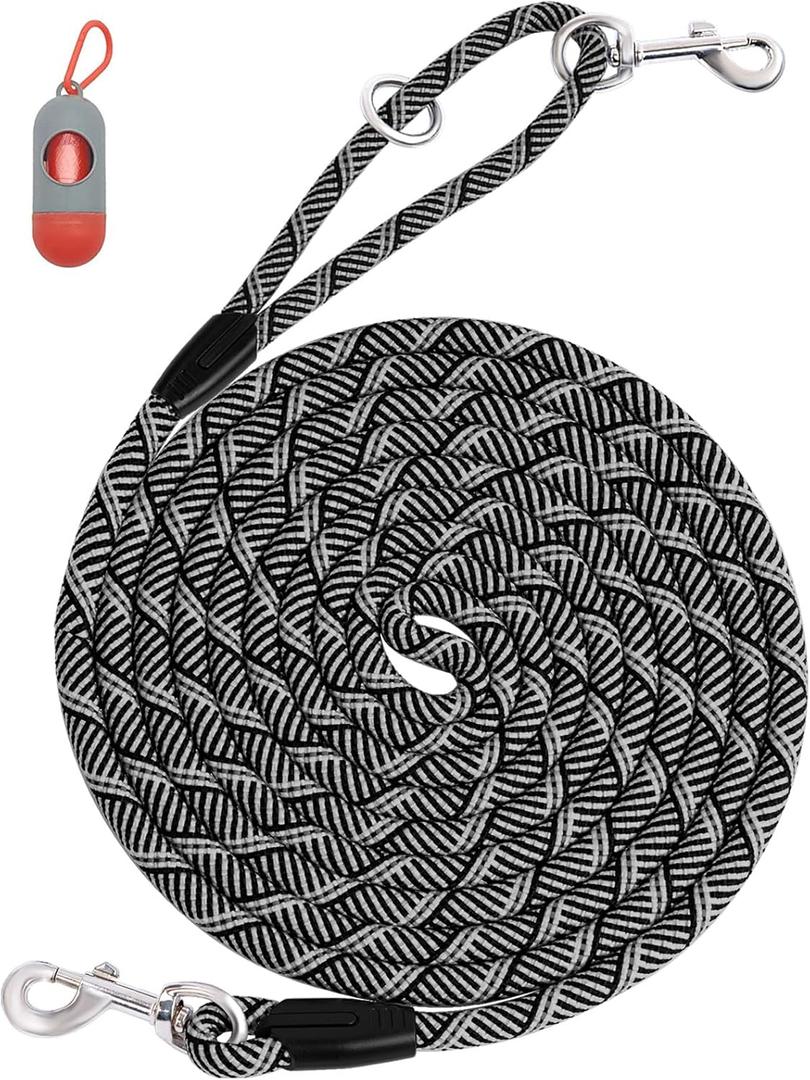 Long Dog Leash for Dog Training 50FT, Dog Rope Check Cord with Reflective Thread for Large Medium Small Dogs, Dog Tie-Out Cable Lead for Hunting, Camping or Backyard