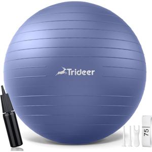 Trideer Yoga Ball - Exercise Ball for Workout pilates Stability - Anti-Burst and Slip Resistant for physical therapy, Birthing, Stretching & Core Workout, Office Ball Chair, Flexible Seating, Home Gym (L(23-26ines/58-65cm), Midnight Blue)