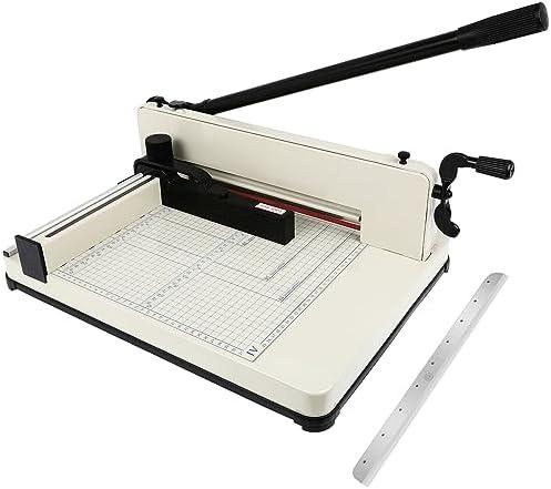 Heavy Duty Paper Cutter, 12" Guillotine Paper Cutter, Cortadora de Papel 500 Sheets Paper Trimmer with Double Safety Protection&Durable HSS Blade for Cutting Paper, Leather, PVC,Non-Woven Fabrics