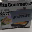 Elite Gourmet ESM2207XSS Sandwich Panini Maker Grilled Cheese, Machine Tuna Melt Omelets Non-stick Cooking Surface, 2 Slice, 750 Watts, Stainless Steel