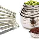 Measuring Cups and Spoons Set of 15, Stackable Cups, Long Handle with Leveler Fits Narrow Jars, 304 Premium Stainless Steel, Kitchen Gadgets for Liquid & Dry Ingredients Cooking Baking