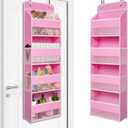 Over The Door Hanging Organizer with 4 Large Pockets  Closet, Bathroom, Nursery, Bedroom, Dorm Storage for Toys, Cosmetics, and Baby Essentials, Pink