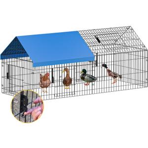 INJOPEXI Metal Chicken Coop 71.7"30"31" Chicken Runs for Yard with Cover Chicken Playpen Enclosure Chicken Pen Kennel Duck Coop Cage Hutch Fence for Outdoor Backyard Farm Rabbit Small Animal Poultry