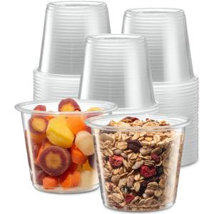 {5 oz,200 Cups} Clear Diposable Plastic Portion Cups No Lids, Small Mini Containers For Portion Controll, Jello Shots, Meal Prep, Sauce Cups, Slime, Crafts, Disposable Souffle Cups & Much more