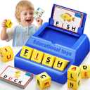 Montessori Matching Letter Game for Kids Ages 3-8 | Educational Learning Spelling Toys with Storage Function | Christmas Birthday Gifts for 3 4 5 6 Year Old Boys & Girls | Larger Blue (50% Bigger)