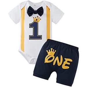 MOMMY'S NEW MAN Baby First Birthday Outfit Boy Short Sleeve Gentleman One Year Old Romper + Shorts Cake Smash Bodysuit Set , size 12/18 months