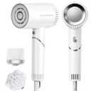 Hair Dryer, 100,000 RPM High-Speed Blow Dryers for Women & Men, Fast-Drying, 500 Million Negative Ions, Heat-Control, Low-Noise with Diffuser & Nozzle, Compact Foldable for Home Travel Use (Classic White)