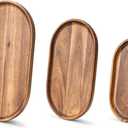 Set of 3 Wooden Tray Serving Platters Acacia Wood Serving Trays Home Decor Cheese Board Cake Plates Serving Dishes for Entertaining Kitchen Charcuterie Platter for Food Dish Dessert Snack Tray (Mixed Oval/3pcs)