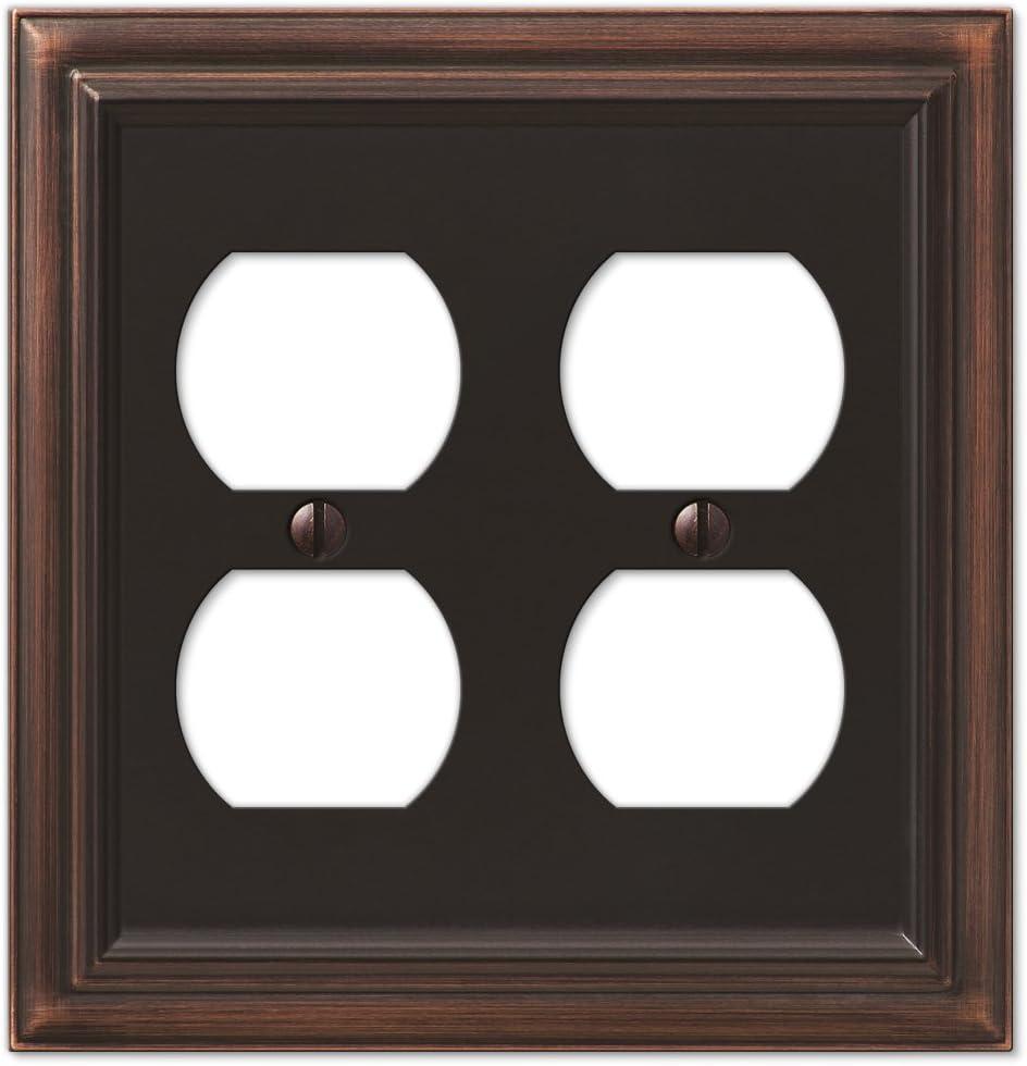 Amerelle Continental Double Duplex Cast Metal Wallplate in Aged Bronze
