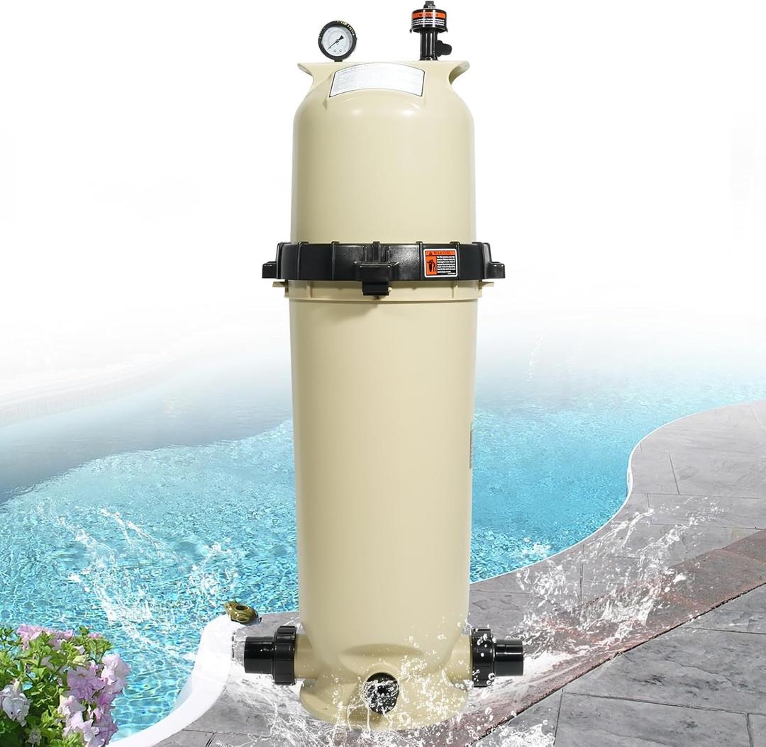 160317 Single Cartridge Pool Filter Pump Assembly-150 Square Feet 150 GPM Fit for Pentair Clean & Clear CC150 Pool Spa, Chemical Resistant Thermoplastic Tank High-Flow, Almond