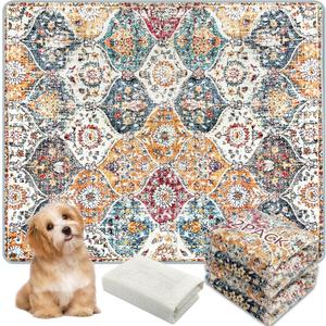 Washable Pee Pads for Dogs, (2 Pack, 36"x42") Upgrade Reusable Puppy Pads with Non-Slip Rug Pad, Super Thickening Absorbent Leakproof Dog Traning Pads Whelping Pad for Dogs, Doggie(Orange)