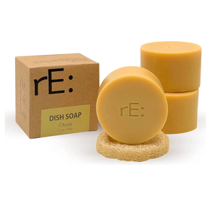rE: REKURATOR Dishwashing Soap with Loofah Sponge – Eco-Friendly, Gentle, Plant-Based Dish Bar, No Artificial Dyes or Fragrance (Citrus Scented), 5.1 oz