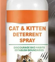 Cat Deterrent Spray for Indoor & Outdoor - Natural Repellent to Prevent Scratching & Urine Marking on Furniture, Sofas, Rugs, Curtains - Safe Cat Behavior Training Aid with Natural Ingredients