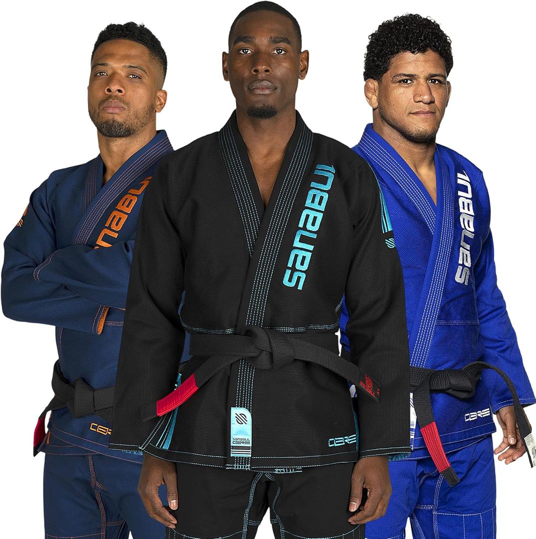 Sanabul Core Competition BJJ Gi for Men & Women Preshrunk Fabric IBJJF Approved Brazilian Jiu Jitsu Training & Competition Gi (A3, Black/Blue)