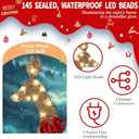 48 Inch 2.5D Gold Lighted Christmas Deer Decorations 3-Piece Outdoor Holiday Decorations Reindeer Set with 145 Warm White LEDs, Large Yard Display for Garden, Storefront