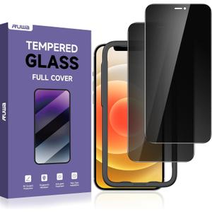 ruwa Privacy Screen Protector for iPhone 12 Pro Max [6.7 Inch][2-Pack] Anti-peep Tempered Glass Film with Easy Installation Alignment Frame, 9H Hardness, Scratch Resistant, Case Friendly